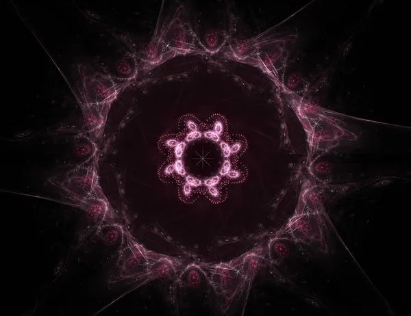 Fondo rojo fractal abstracto con círculos cruzados y óvalos. luces de discoteca. Ilustración en movimiento . —  Fotos de Stock