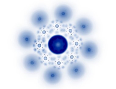 Konuyla ilgili soyut fraktal formlar grafik tasarım ve nükleer fizik bilim parçacıkların. Kutsal geometri futuristik