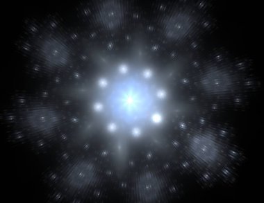 Konuyla ilgili soyut fraktal formlar grafik tasarım ve nükleer fizik bilim parçacıkların. Kutsal geometri futuristik