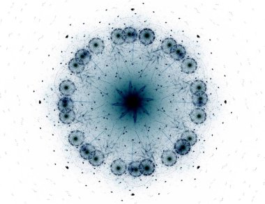 Konuyla ilgili soyut fraktal formlar grafik tasarım ve nükleer fizik bilim parçacıkların. Kutsal geometri futuristik