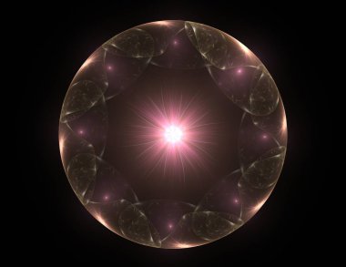 Konuyla ilgili soyut fraktal formlar grafik tasarım ve nükleer fizik bilim parçacıkların. Kutsal geometri futuristik