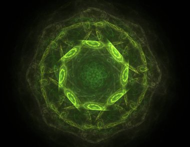 Konuyla ilgili soyut fraktal formlar grafik tasarım ve nükleer fizik bilim parçacıkların. Kutsal geometri futuristik