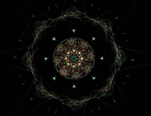 Dantelli renkli saat desen. Dijital fractal sanat tasarım. Kutsal semboller işaretler geometrisi soyut tasarım. 