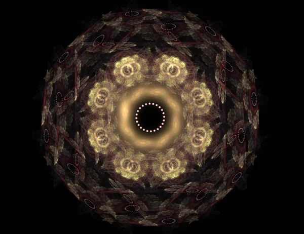 Soyut fraktal altın arka plan ile kesişen daireler ve oval. Hareket illüstrasyon. 