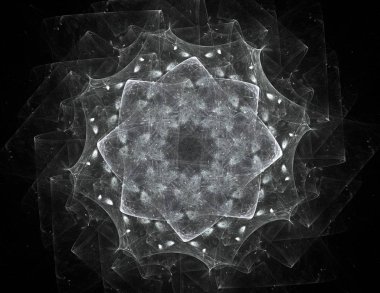 Konuyla ilgili soyut fraktal formlar grafik tasarım ve nükleer fizik bilim parçacıkların. Kutsal geometri futuristik