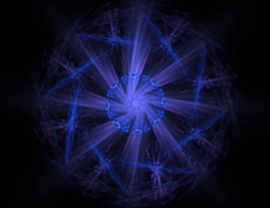 Konuyla ilgili soyut fraktal formlar grafik tasarım ve nükleer fizik bilim parçacıkların. Kutsal geometri futuristik