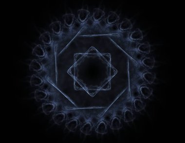 Konuyla ilgili soyut fraktal formlar grafik tasarım ve nükleer fizik bilim parçacıkların. Kutsal geometri futuristik