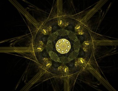 Dantelli renkli saat desen. Dijital fractal sanat tasarım. Kutsal semboller işaretler geometrisi soyut tasarım. 