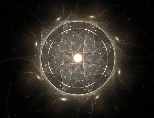 Konuyla ilgili soyut fraktal formlar grafik tasarım ve nükleer fizik bilim parçacıkların. Kutsal geometri futuristik