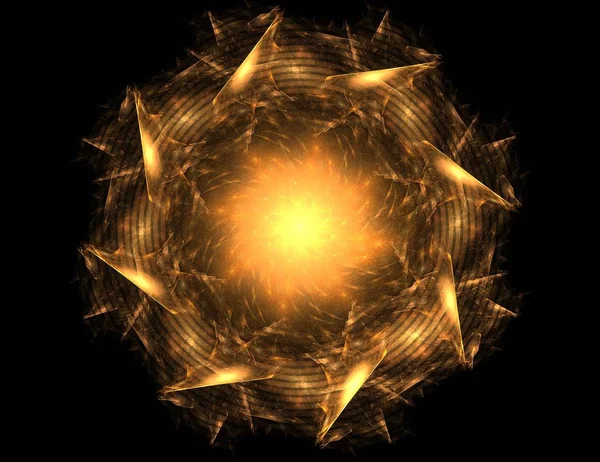 Soyut fraktal altın arka plan ile kesişen daireler ve oval. Hareket illüstrasyon. 