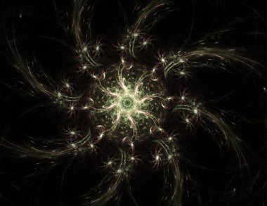 Konuyla ilgili soyut fraktal formlar grafik tasarım ve nükleer fizik bilim parçacıkların. Kutsal geometri futuristik