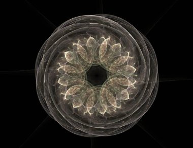 Konuyla ilgili soyut fraktal formlar grafik tasarım ve nükleer fizik bilim parçacıkların. Kutsal geometri futuristik