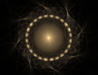 Konuyla ilgili soyut fraktal formlar grafik tasarım ve nükleer fizik bilim parçacıkların. Kutsal geometri futuristik