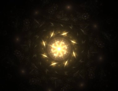 Konuyla ilgili soyut fraktal formlar grafik tasarım ve nükleer fizik bilim parçacıkların. Kutsal geometri futuristik