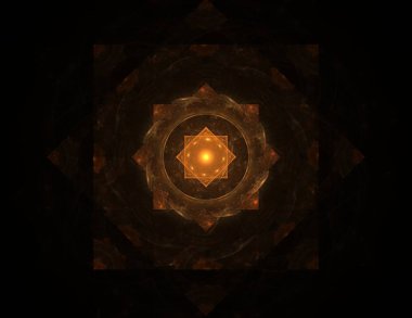 Soyut fraktal kırmızı arka plan ile kesişen daireler ve oval. disko ışıkları. Hareket illüstrasyon.