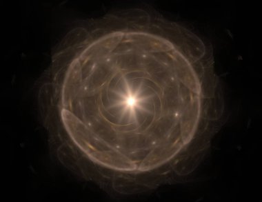 Konuyla ilgili soyut fraktal formlar grafik tasarım ve nükleer fizik bilim parçacıkların. Kutsal geometri futuristik