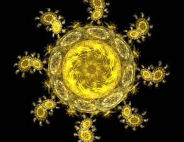 Dantelli renkli saat desen. Dijital fractal sanat tasarım. Kutsal semboller işaretler geometrisi soyut tasarım. 