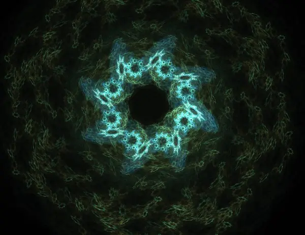 Partículas de formas fractales abstractas sobre el tema de la física nuclear y el diseño gráfico. Geometría futurista sagrado — Foto de Stock