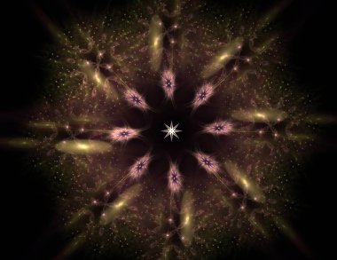 Konuyla ilgili soyut fraktal formlar grafik tasarım ve nükleer fizik bilim parçacıkların. Kutsal geometri futuristik