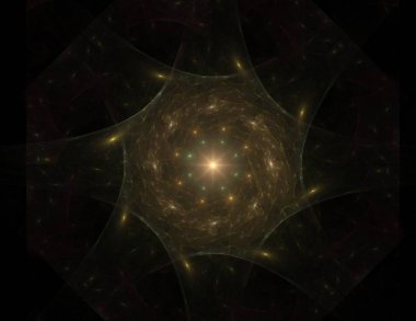 Konuyla ilgili soyut fraktal formlar grafik tasarım ve nükleer fizik bilim parçacıkların. Kutsal geometri futuristik