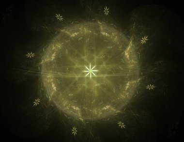 Dantelli renkli saat desen. Dijital fractal sanat tasarım. Kutsal semboller işaretler geometrisi soyut tasarım. 