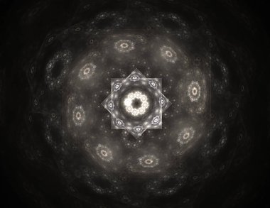 Konuyla ilgili soyut fraktal formlar grafik tasarım ve nükleer fizik bilim parçacıkların. Kutsal geometri futuristik