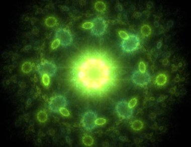 Soyut fraktal kırmızı arka plan ile kesişen daireler ve oval. disko ışıkları. Hareket illüstrasyon.