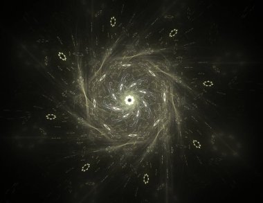Konuyla ilgili soyut fraktal formlar grafik tasarım ve nükleer fizik bilim parçacıkların. Kutsal geometri futuristik