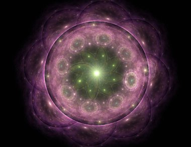 Dantelli renkli saat desen. Dijital fractal sanat tasarım. Kutsal semboller işaretler geometrisi soyut tasarım. 