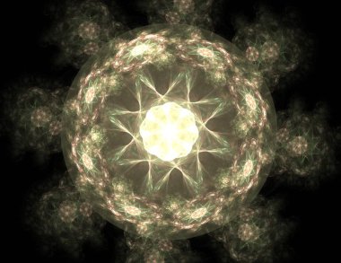 Dantelli renkli saat desen. Dijital fractal sanat tasarım. Kutsal semboller işaretler geometrisi soyut tasarım. 