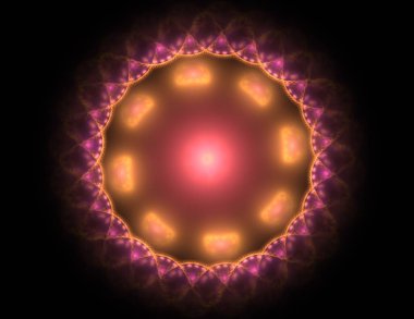 Konuyla ilgili soyut fraktal formlar grafik tasarım ve nükleer fizik bilim parçacıkların. Kutsal geometri futuristik