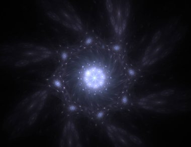 Konuyla ilgili soyut fraktal formlar grafik tasarım ve nükleer fizik bilim parçacıkların. Kutsal geometri futuristik