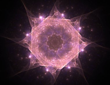 Konuyla ilgili soyut fraktal formlar grafik tasarım ve nükleer fizik bilim parçacıkların. Kutsal geometri futuristik