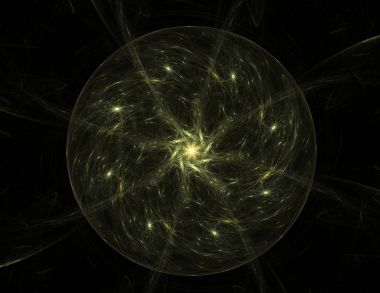 Konuyla ilgili soyut fraktal formlar grafik tasarım ve nükleer fizik bilim parçacıkların. Kutsal geometri futuristik