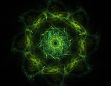 Konuyla ilgili soyut fraktal formlar grafik tasarım ve nükleer fizik bilim parçacıkların. Kutsal geometri futuristik