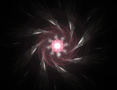 Konuyla ilgili soyut fraktal formlar grafik tasarım ve nükleer fizik bilim parçacıkların. Kutsal geometri futuristik