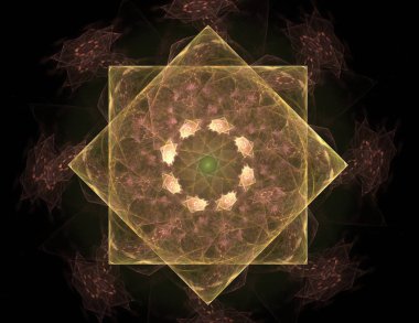 Dantelli renkli saat desen. Dijital fractal sanat tasarım. Kutsal semboller işaretler geometrisi soyut tasarım. 