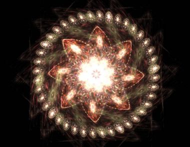 Dantelli renkli saat desen. Dijital fractal sanat tasarım. Kutsal semboller işaretler geometrisi soyut tasarım. 