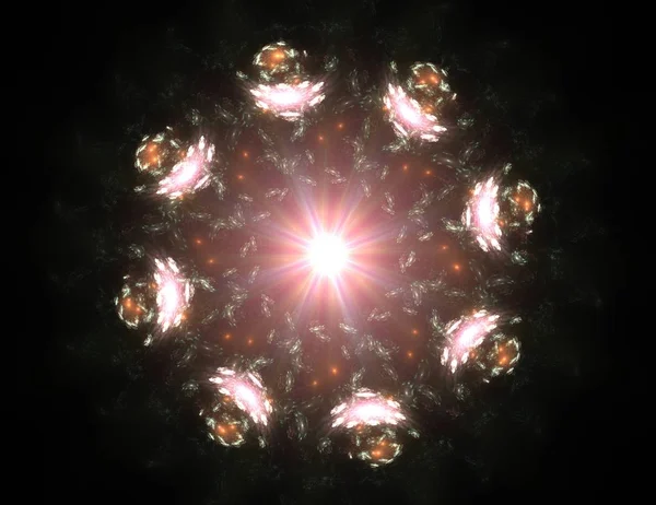 Konuyla ilgili soyut fraktal formlar grafik tasarım ve nükleer fizik bilim parçacıkların. Kutsal geometri futuristik