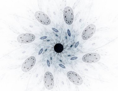 Konuyla ilgili soyut fraktal formlar grafik tasarım ve nükleer fizik bilim parçacıkların. Kutsal geometri futuristik