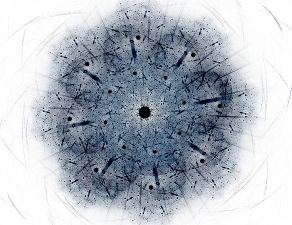 Particelle di forme frattali astratte sul tema della fisica nucleare e del disegno grafico. Geometria sacra futuristica qua — Foto Stock