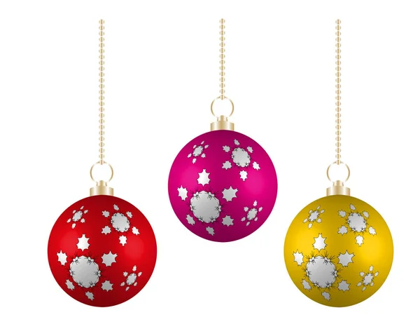 Bolas de Navidad en diferentes colores sobre fondo blanco — Vector de stock