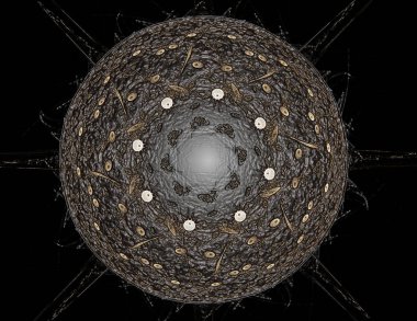 Geçiş daireler ve oval soyut fraktal renk arka plan
