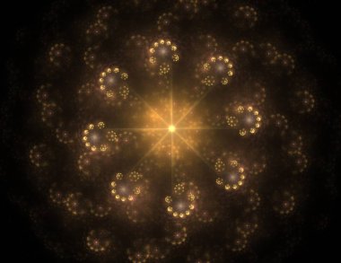 Soyut fraktal arka plan - bilgisayar tarafından oluşturulan görüntü. Dijital sanat. Daireleri merkeze doğru yakınsak. 