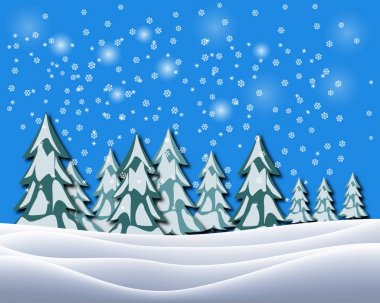 Güzel kış manzarası. Vektör illüstrasyonu