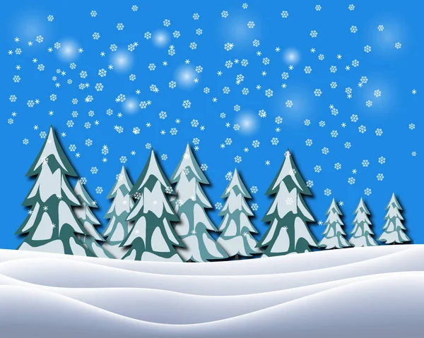 美しい冬の風景。ベクターイラスト — ストックベクタ