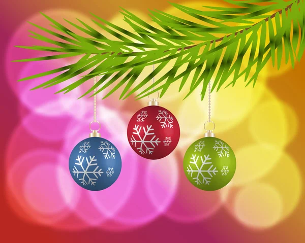 Fundo de Natal com bolas coloridas. Cartão de Natal. Saudação de Natal . — Vetor de Stock