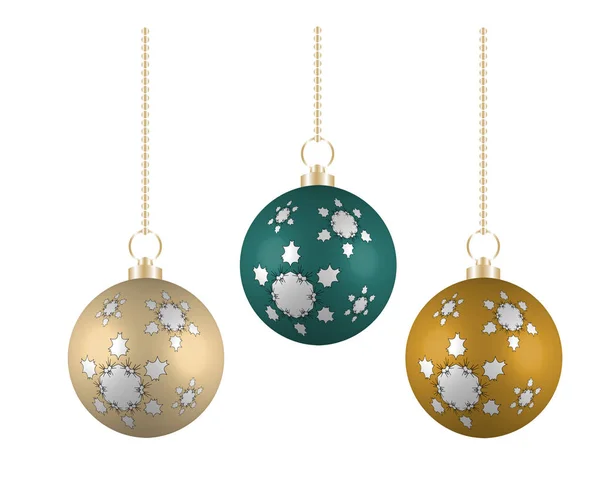 Christmas balls in different colors on white background — Stock Vector