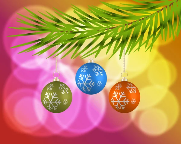 Kerstmis achtergrond met kleurrijke ballen. Kerstkaart. Kerst wenskaarten. — Stockvector