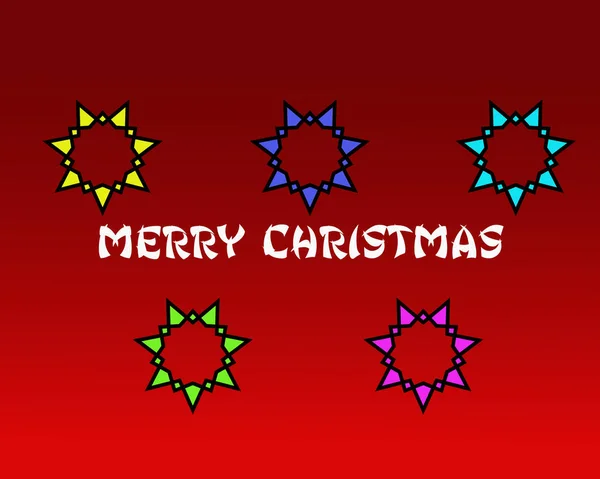 Weihnachtsdekoration auf rotem Hintergrund mit weihnachtlichem Text. — Stockvektor